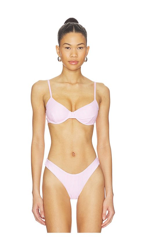 MORE TO COME Bella Bikini Top in Pink,White. - XL also in S