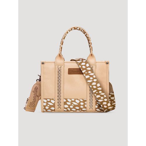 Fawn Print Trim Tote Bag in Tan