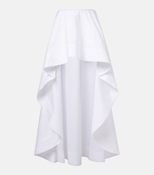 Asymmetric ruffled cotton poplin miniskirt