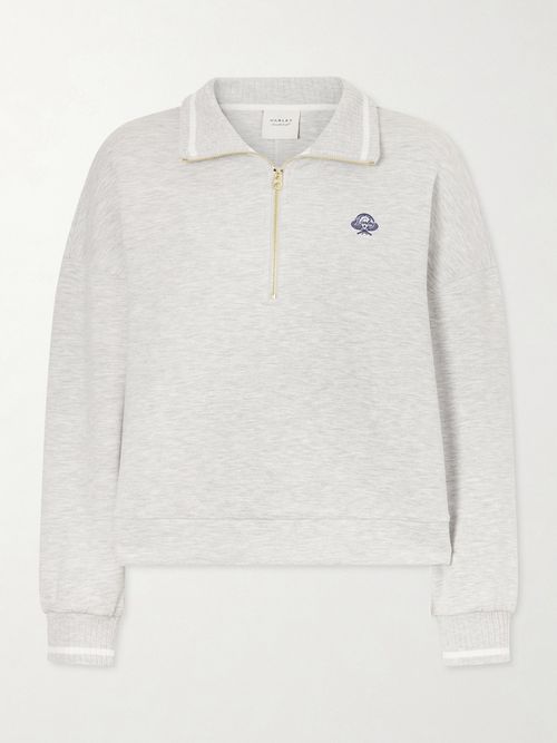 Bertie Stretch-jersey Half-zip Sweatshirt - Gray