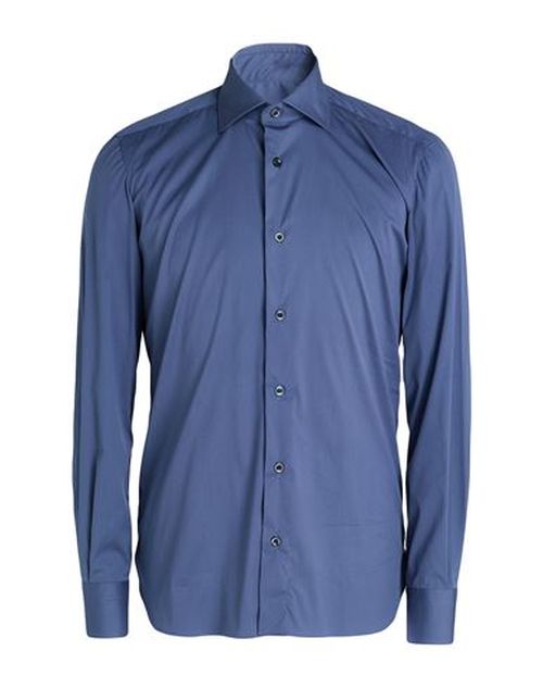 Man Shirt Slate blue Size 17 ¾ Cotton, Polyamide, Elastane