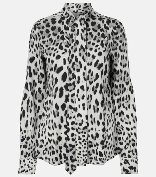 Leopard-print silk-blend shirt