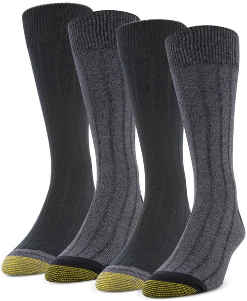 Men's 4-Pack Casual Rib Crew Socks, Created for Macy's - Grey