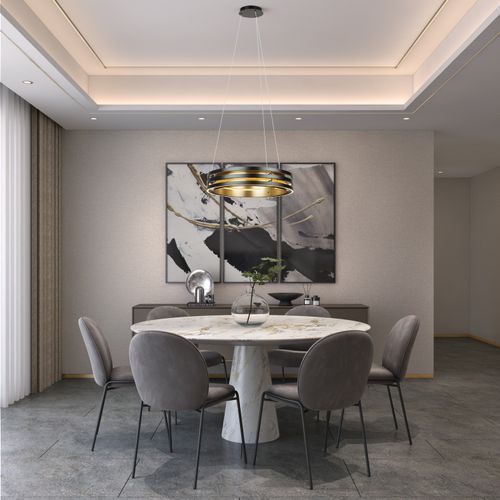 Black and Brushed Brass LED Chandelier from the Toledo Collection