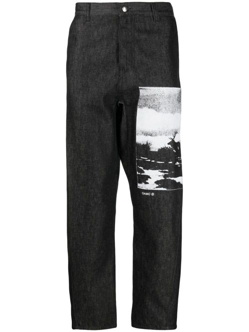 Graphic-print organic-cotton trousers - Black