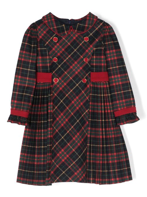 Tartan-plaid double-breasted dress - Green