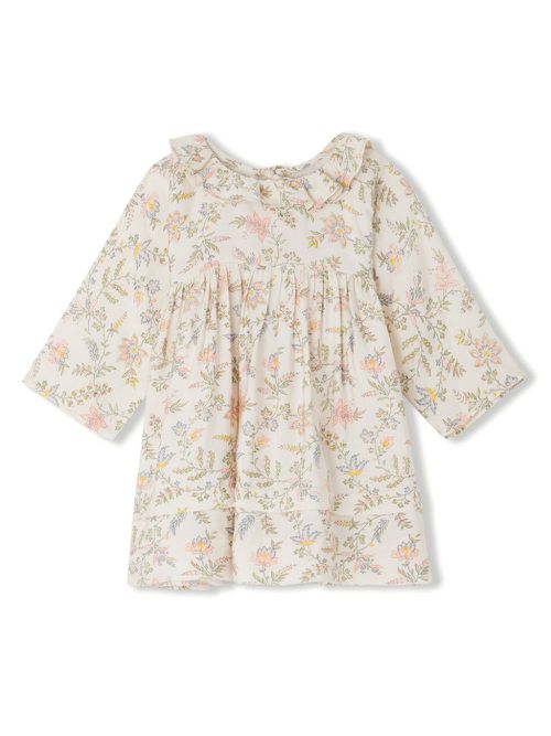 Floral-print silk-blend dress - White