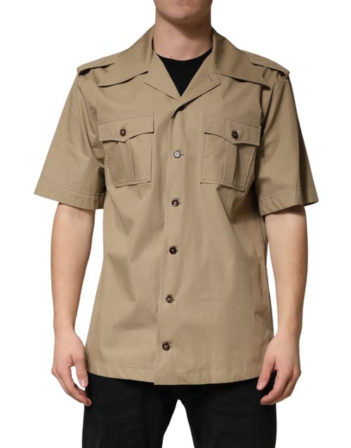 Cotton Button-Down Shirt — Brown