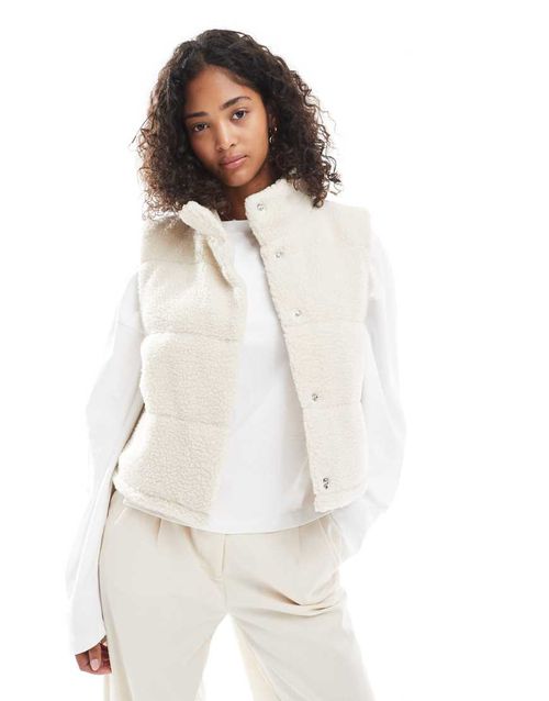 Borg padded gilet in stone-Neutral