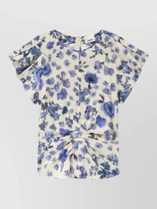 Isabel Marant - short sleeve dress round neckline floral pleated