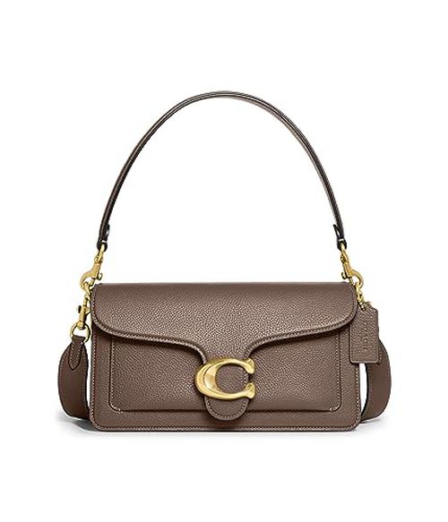 COACH Polished Pebble Leather Tabby Shoulder Bag 26 Dark Stone