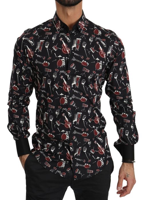 Musical Instrument Print Shirt — Black