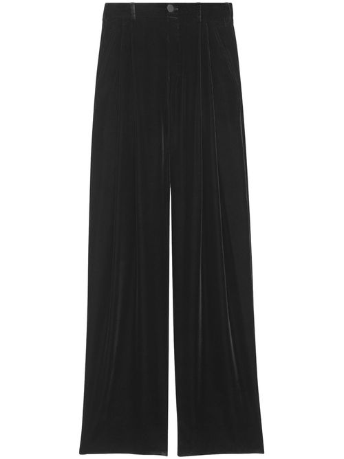 Velvet wide-leg trousers - Black