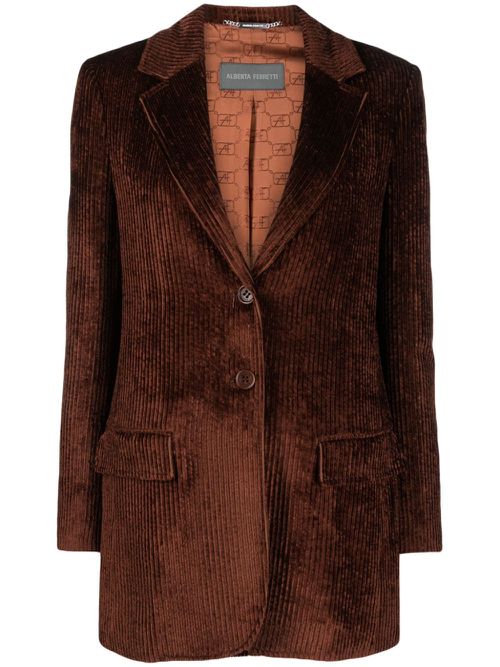 Corduroy single-breasted blazer - Brown
