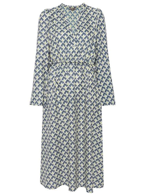 Printed cashmere-silk dress - Blue