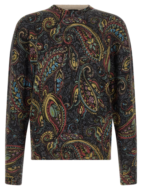 Paisley Wool Sweater — Charcoal