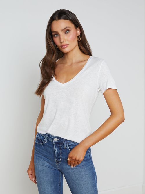 Daijia V-Neck T-Shirt In White