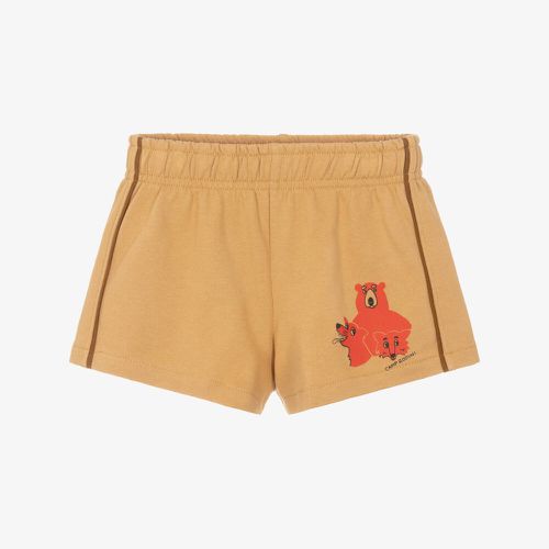 Mini Rodini Beige Animal Camp Organic Cotton Jersey Shorts