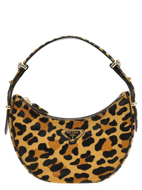Leopard Print Arque Printed Leather Shoulder Bag