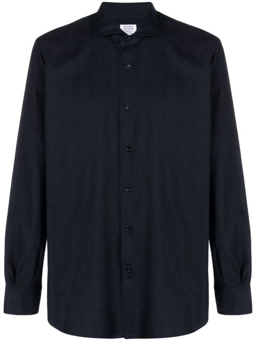 Cutaway-collar cotton-blend shirt - Blue
