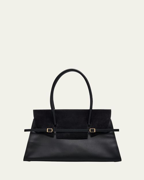 River Suede Flap Leather Shoulder Bag