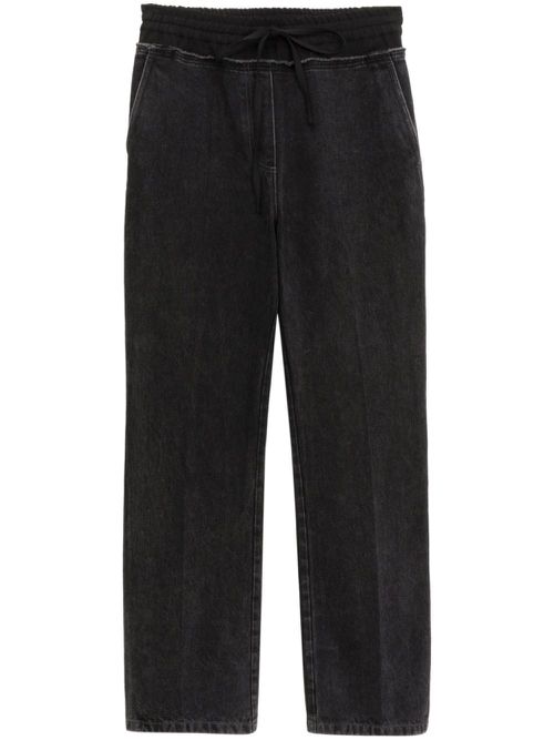 Drawstring straight-leg trousers - Black