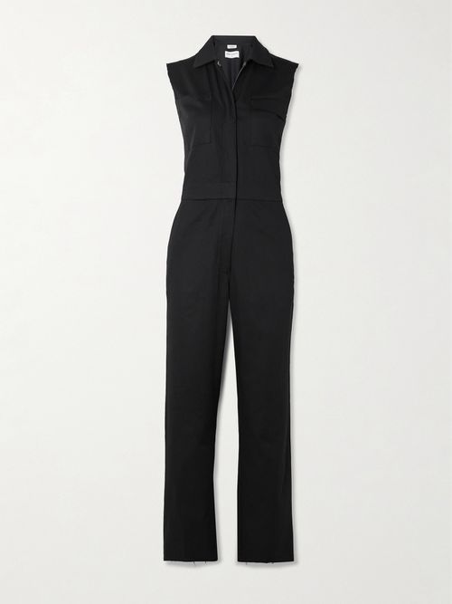 Frayed Cotton-blend Twill Jumpsuit - Black