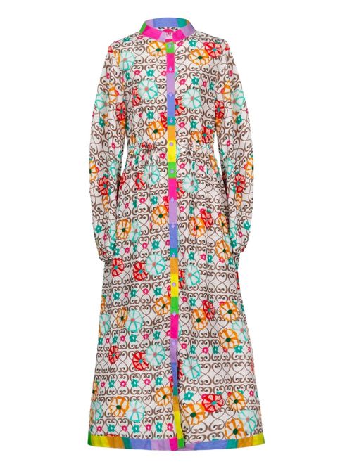 Kauai floral-print button-up dress - White