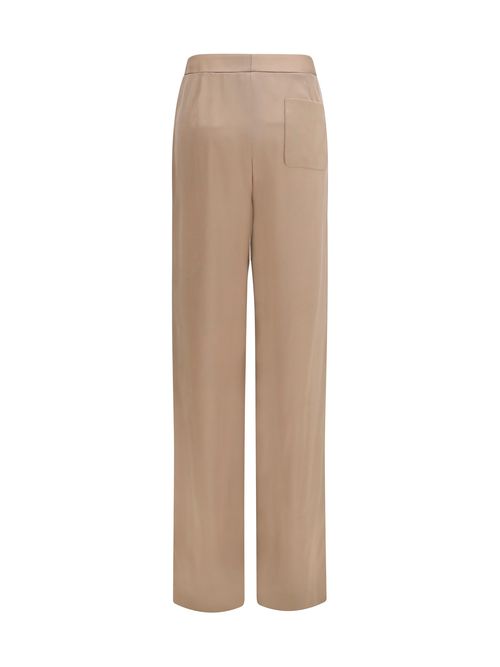 Straight Silk Trousers — Beige