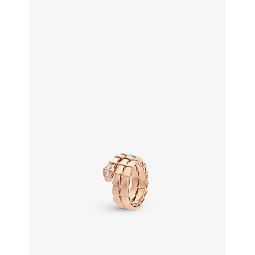 Womens Rose Gold Serpenti Viper 18ct Rose-gold and 0.1ct Brilliant-cut Diamond Ring