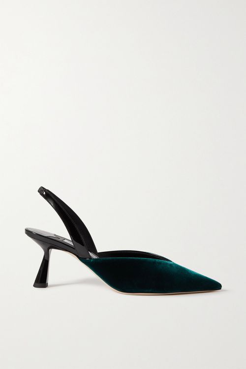 Maryanne 65 Velvet And Patent-leather Slingback Point-toe Pumps - Green