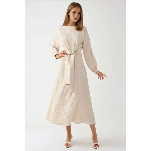 Hiccup Womens Textured Crew Neck Maxi Dress - Natural - X-Large