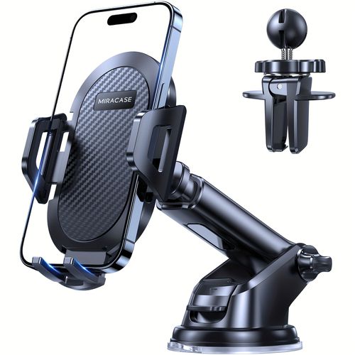 TEMU Miracase Car Phone Holder - Strong Suction Cup Mount For Dashboard & Vent, Compatible With All Smartphones, Durable Abs Material, Secure