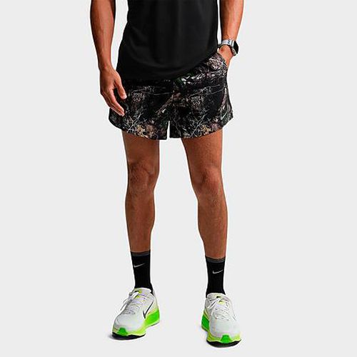 Men's Stride Dri-FIT Brief-Lined Realtree 5" Running Shorts in Anthracite/Black
