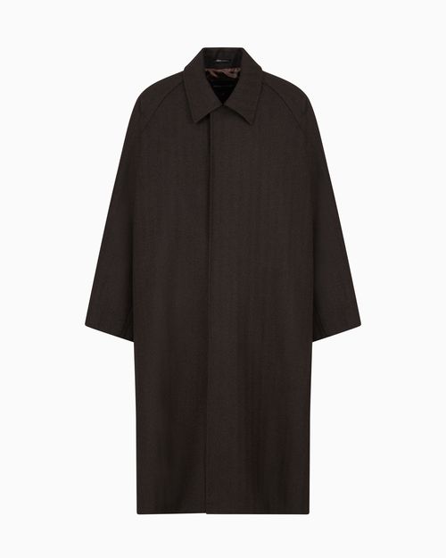Compact wool coat with a chevron motif