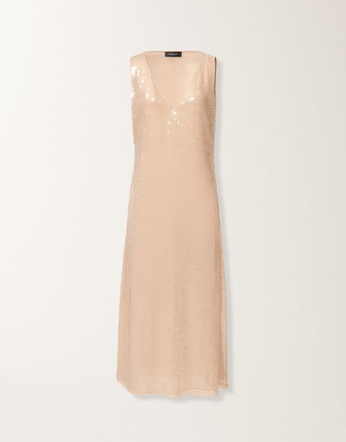 Water-effect sequin dress, nude