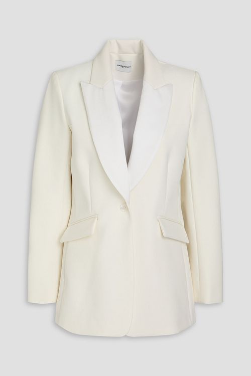 Crepe de chine-paneled twill blazer