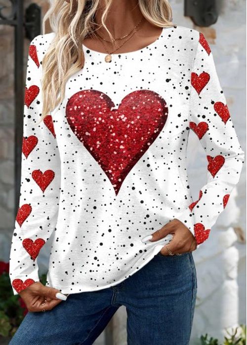 Modlily Plus White Valentine's Day Print T Shirt - 3X