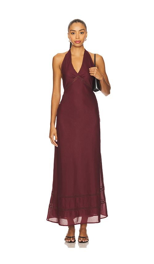 FAITHFULL THE BRAND Jasmine Maxi Dress in Bordeaux. XL also in L, M