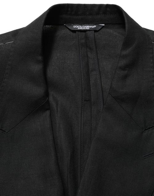 Linen Double-Breasted Pant Suit — Black