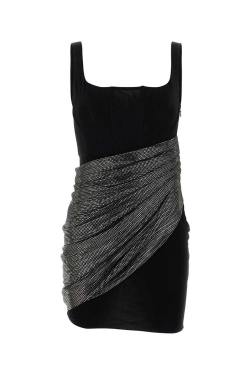 Embellished Asymmetric Dress — Black