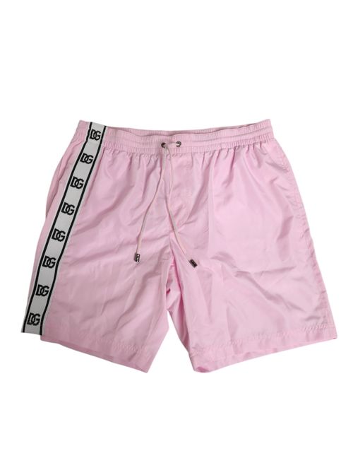 Logo Side Stripe Swim Shorts — Pink