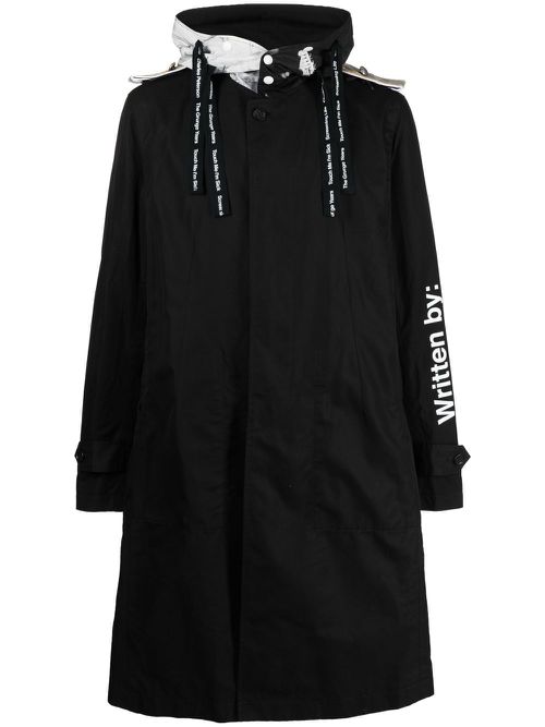 Written By two-tone parka coat - Black