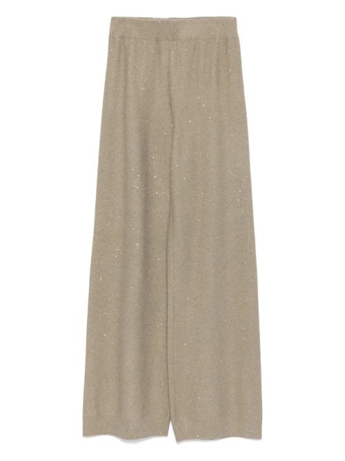 Wool-Silk Blend Speckled Trousers — Beige
