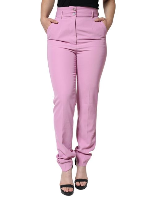 High-Waist Tapered Trousers — Pink