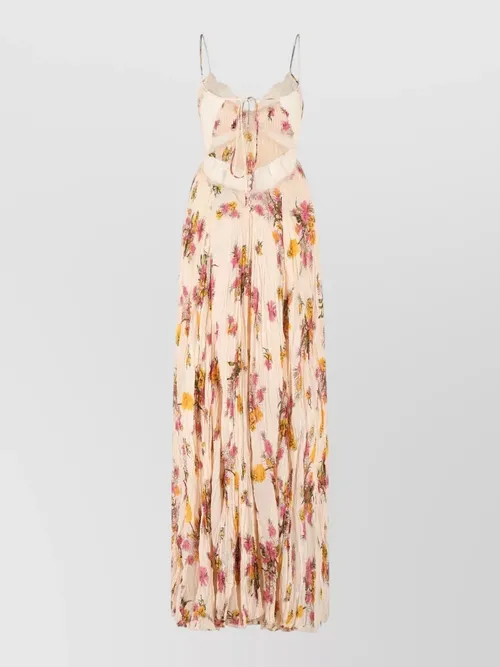 Blumarine - viscose dress lace trim pleated bow