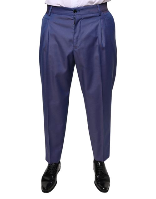 Virgin Wool Blend Trousers — Blue