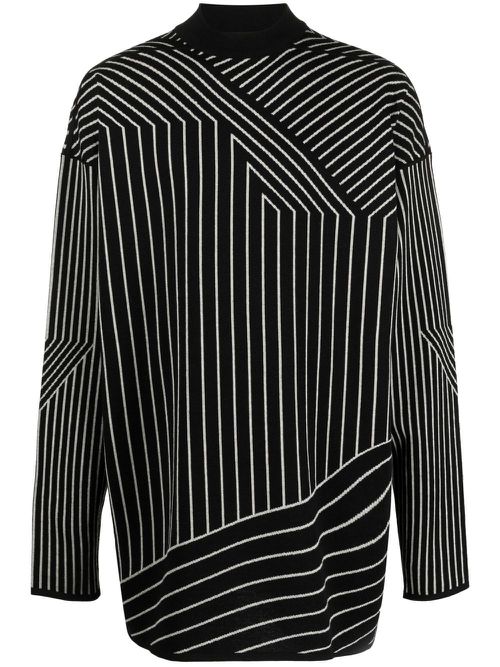 Multi-stripe virgin wool jumper - Black