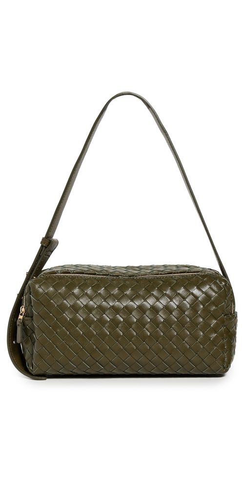 Elleme Trousse Woven Leather Shoulder Bag Olive Green One Size