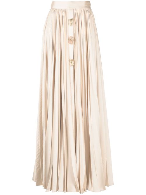 Pleated maxi skirt - Neutrals
